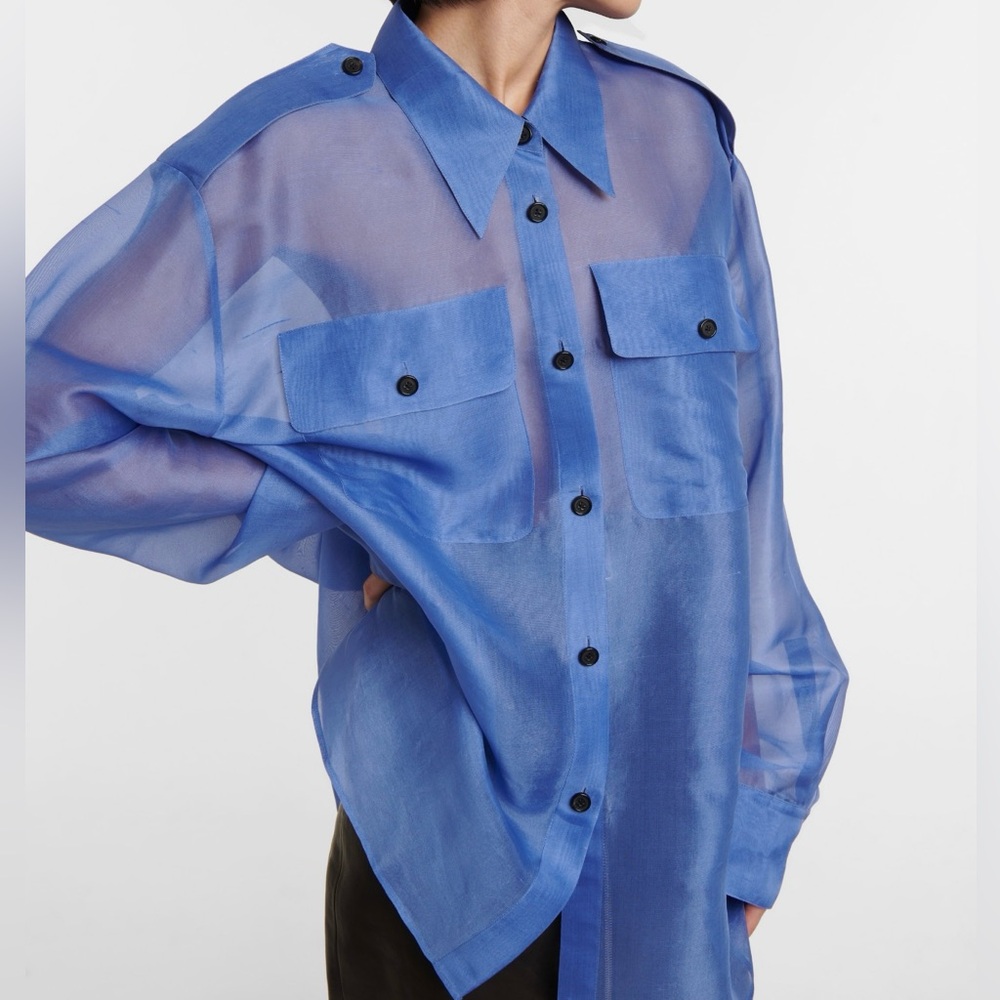 KHAITE Missa flap-pocket silk-organza shirt - Picture 2 of 9
